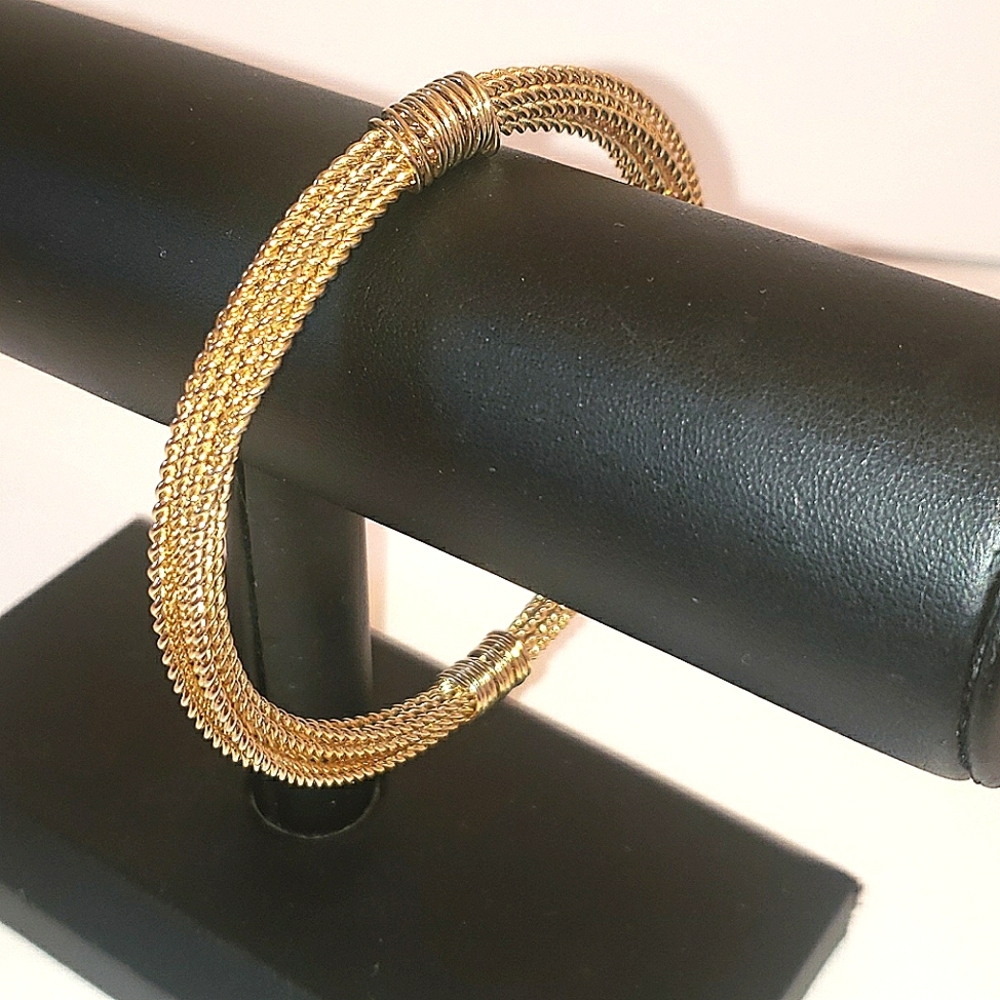 Twisted Rope Bangle Stackable Wrapped Boho Neutra… - image 4